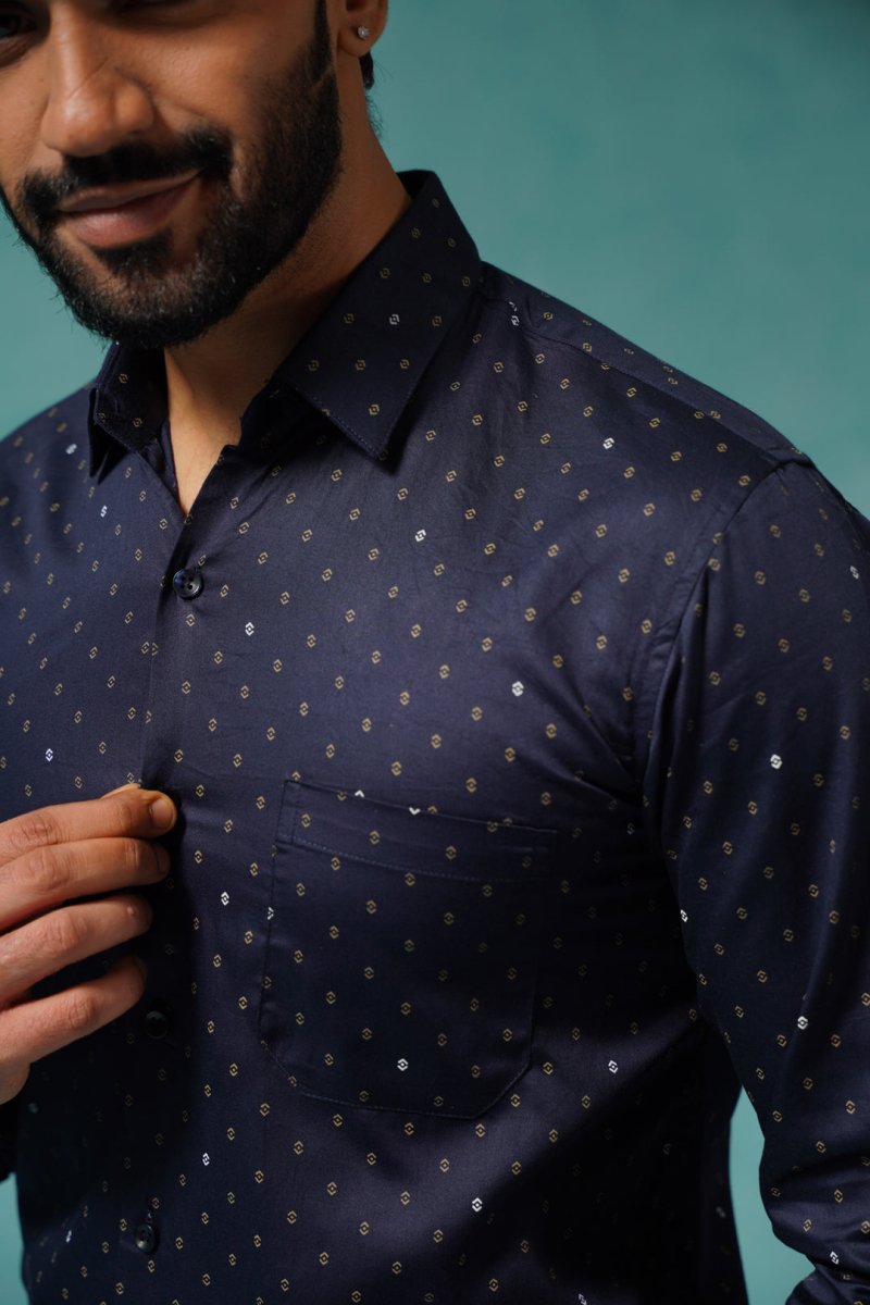 Printed Casual Shirt - SF_906Navy_S
