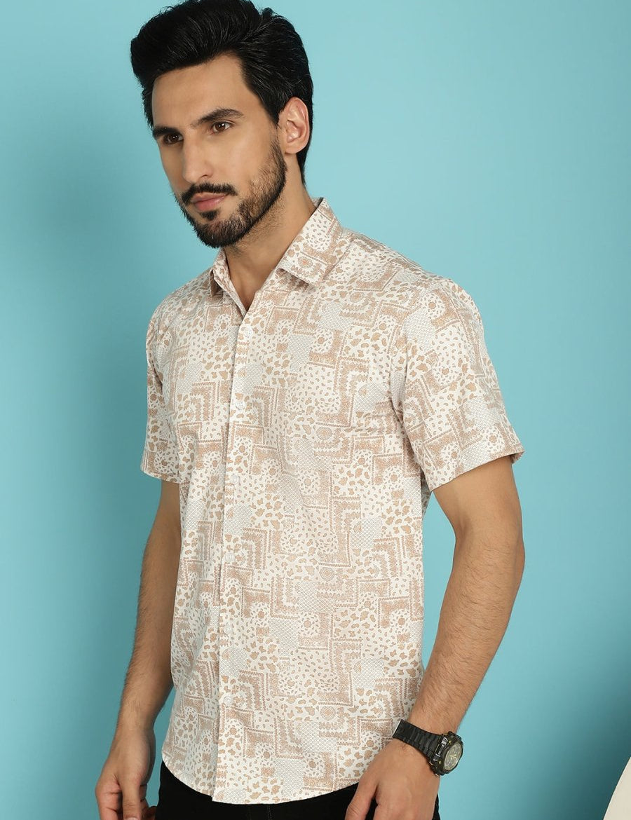 Printed Casual Shirt - SF_903Peach_S