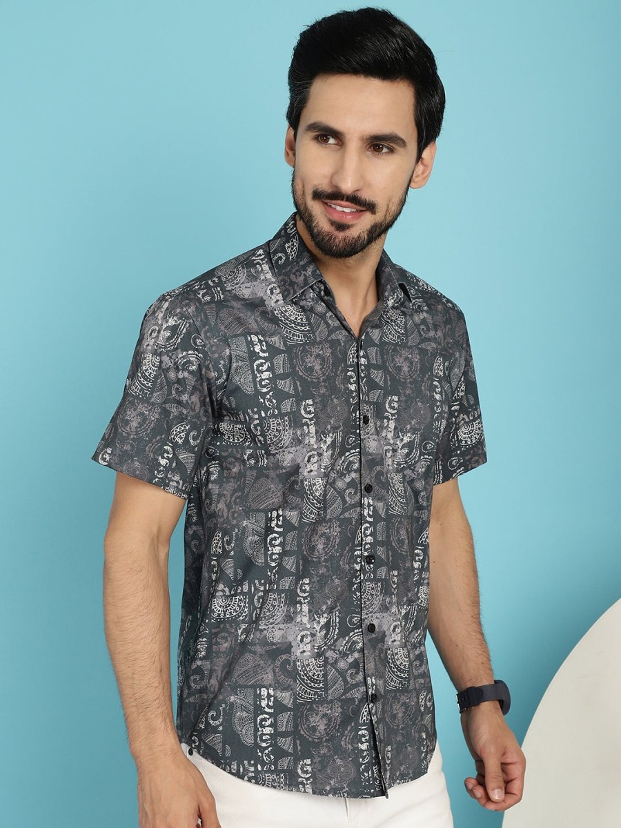 Printed Casual Shirt - SF_913Charcoal_S