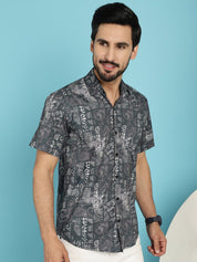 Printed Casual Shirt - SF_913Charcoal_S