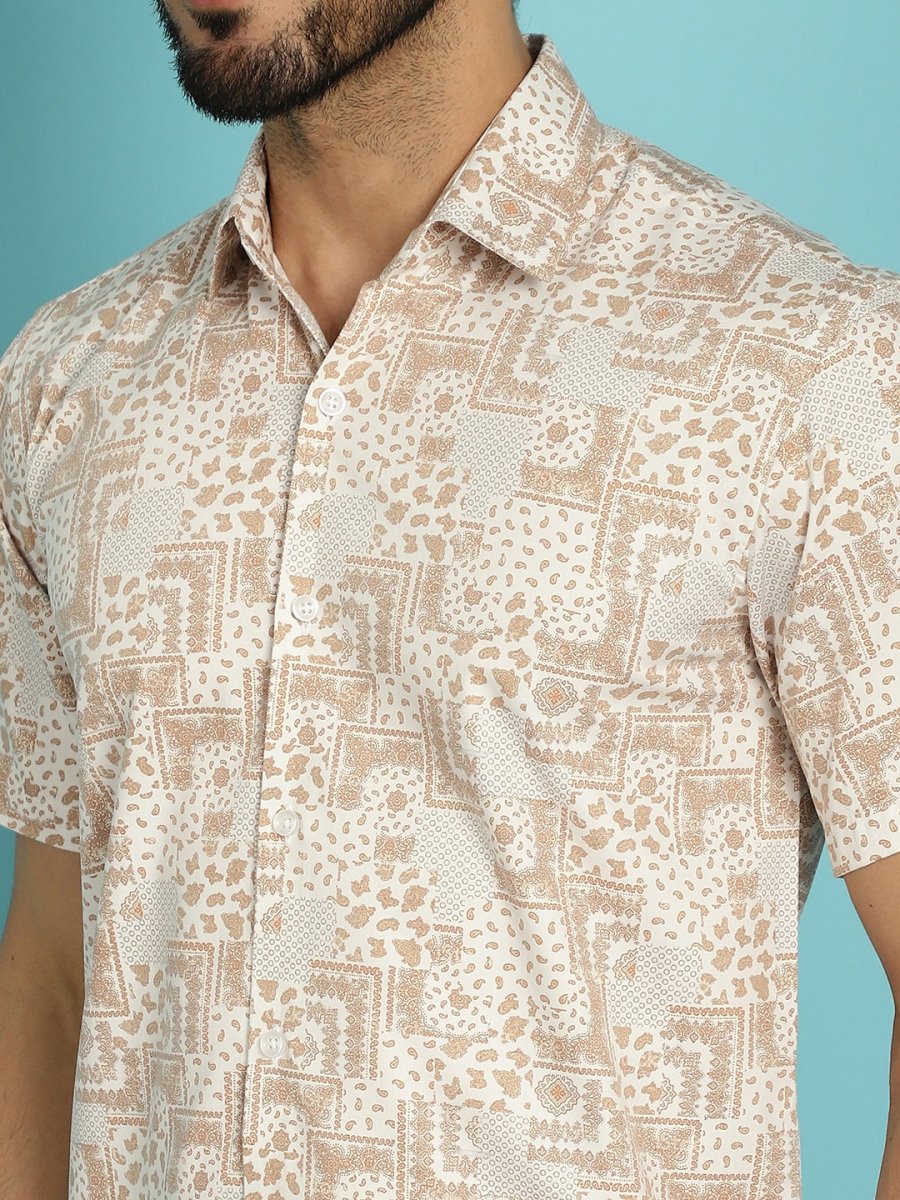 Printed Casual Shirt - SF_903Peach_S