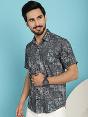 Printed Casual Shirt - SF_913Charcoal_S