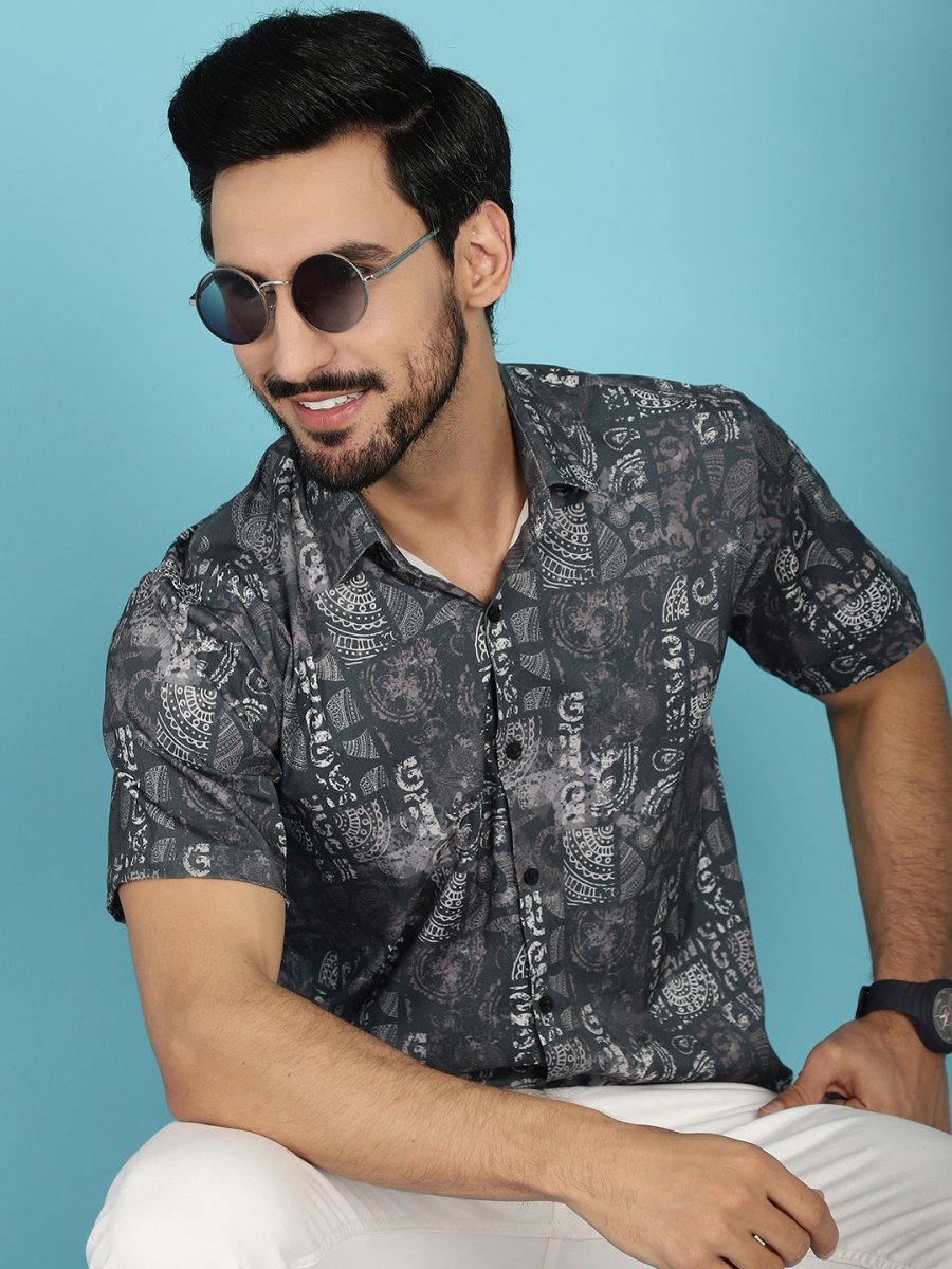 Printed Casual Shirt - SF_913Charcoal_S