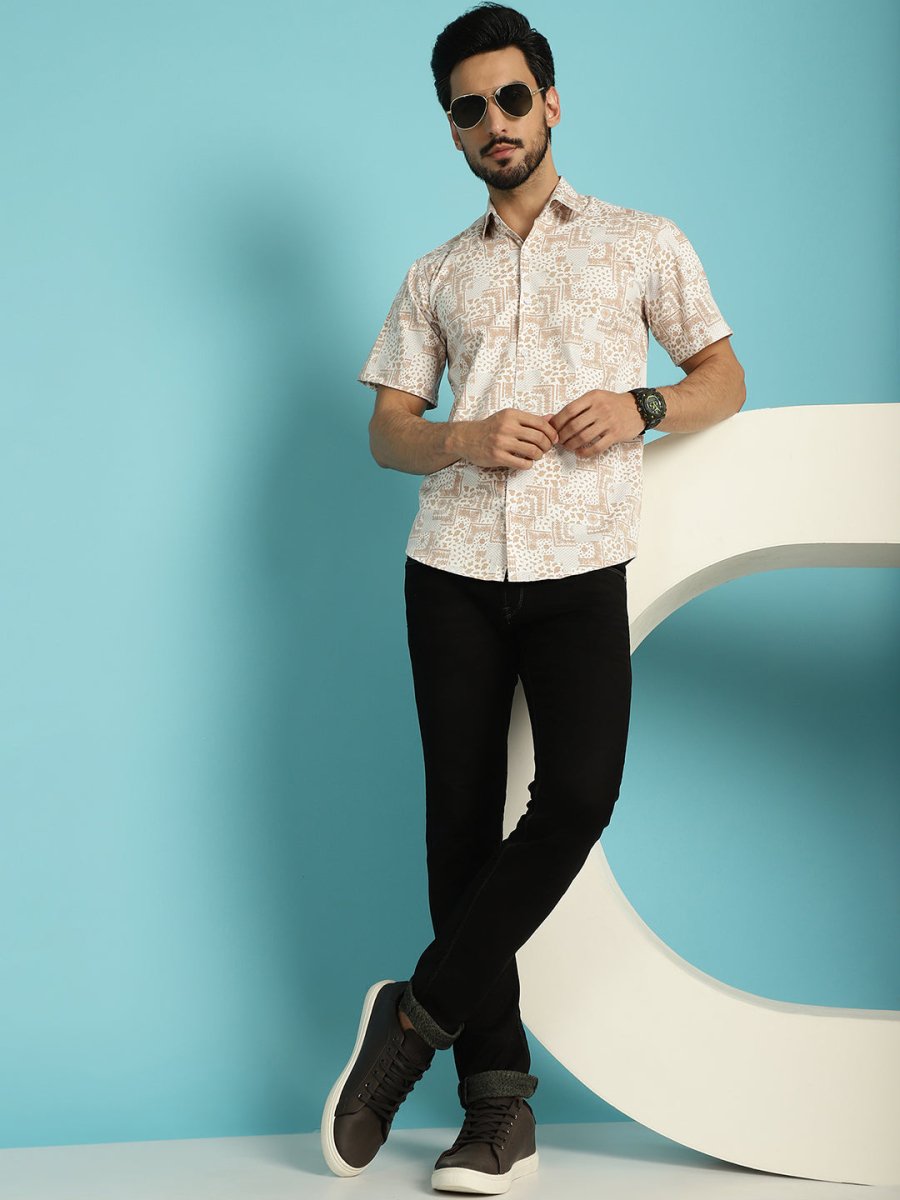 Printed Casual Shirt - SF_903Peach_S
