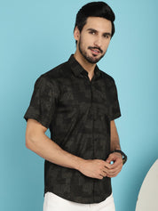 Printed Casual Shirt - SF_903Black_S