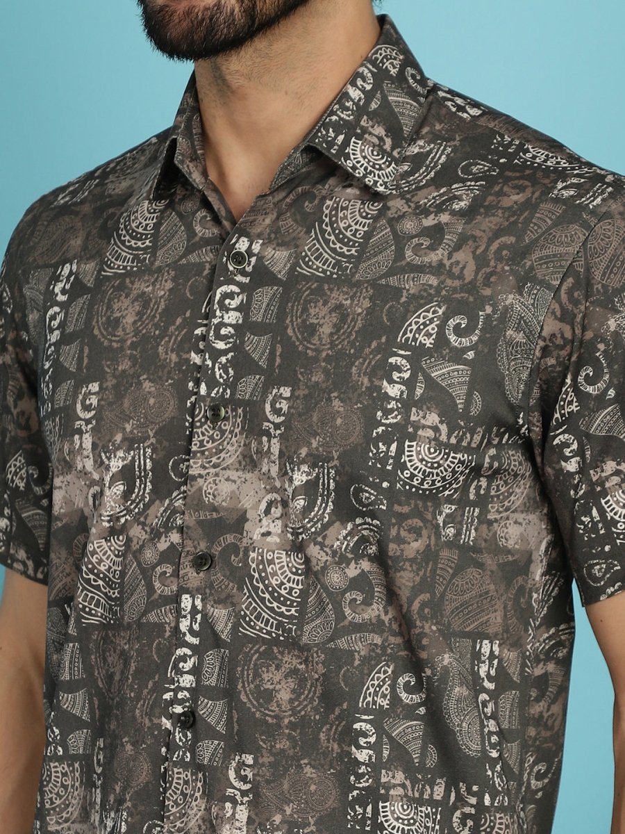 Printed Casual Shirt - SF_913Brown_S