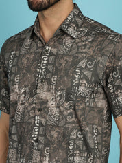 Printed Casual Shirt - SF_913Brown_S