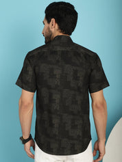 Printed Casual Shirt - SF_903Black_S