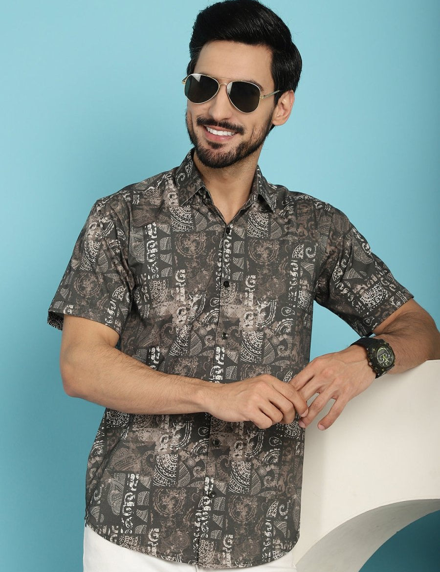 Printed Casual Shirt - SF_913Brown_S