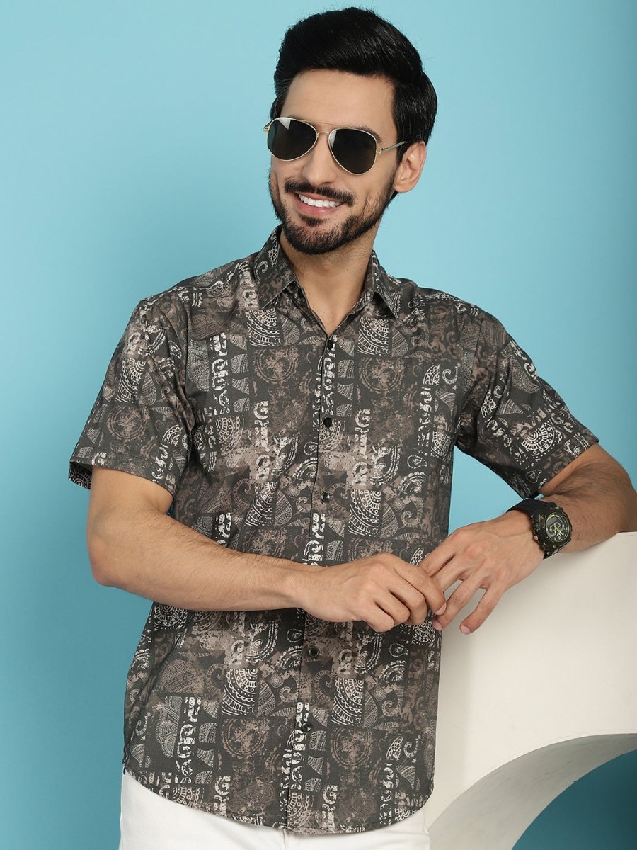 Printed Casual Shirt - SF_913Brown_S