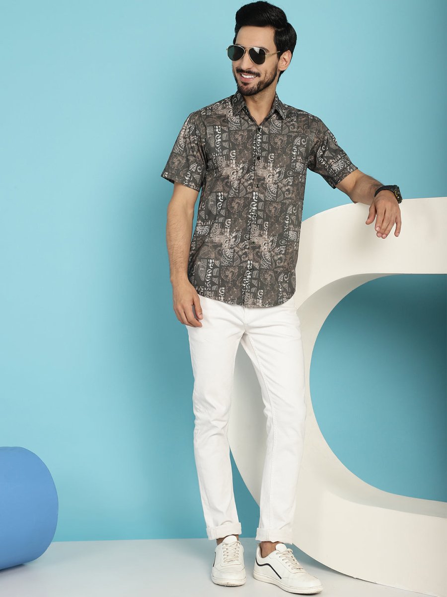 Printed Casual Shirt - SF_913Brown_S