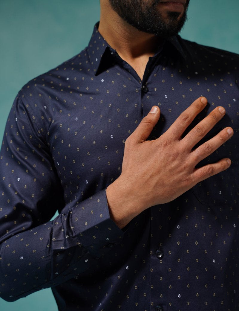 Printed Casual Shirt - SF_906Navy_S