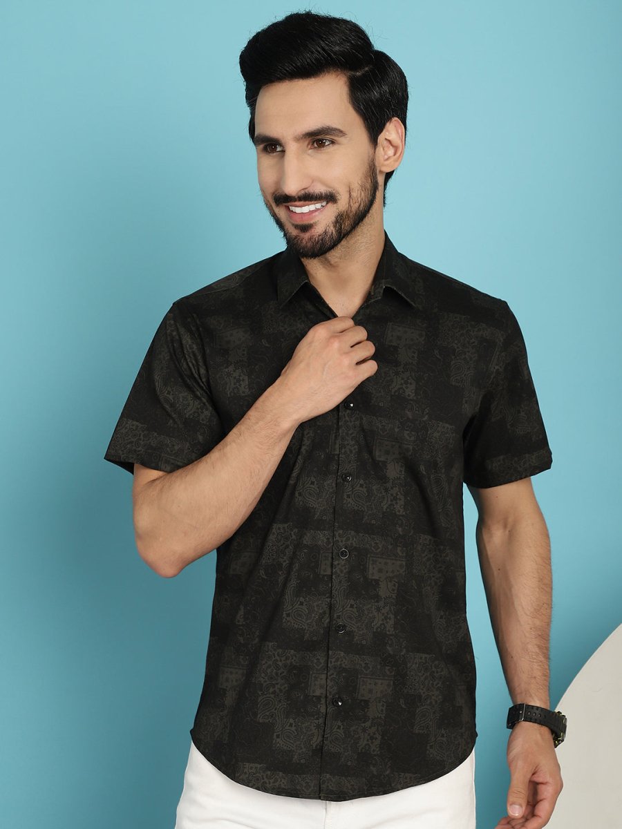 Printed Casual Shirt - SF_903Black_S