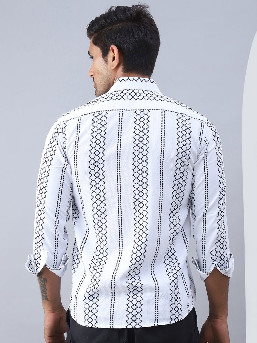 Printed Cotton Casual Shirt For Men - SF_975White_S
