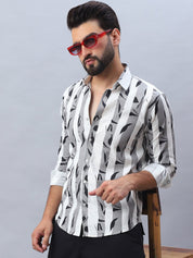 Printed Cotton Casual Shirt For Men - SF_986Grey_S