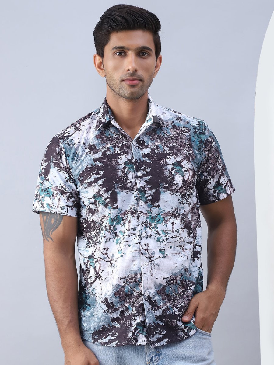 Printed Cotton Casual Shirt For Men - SF_974Green_S