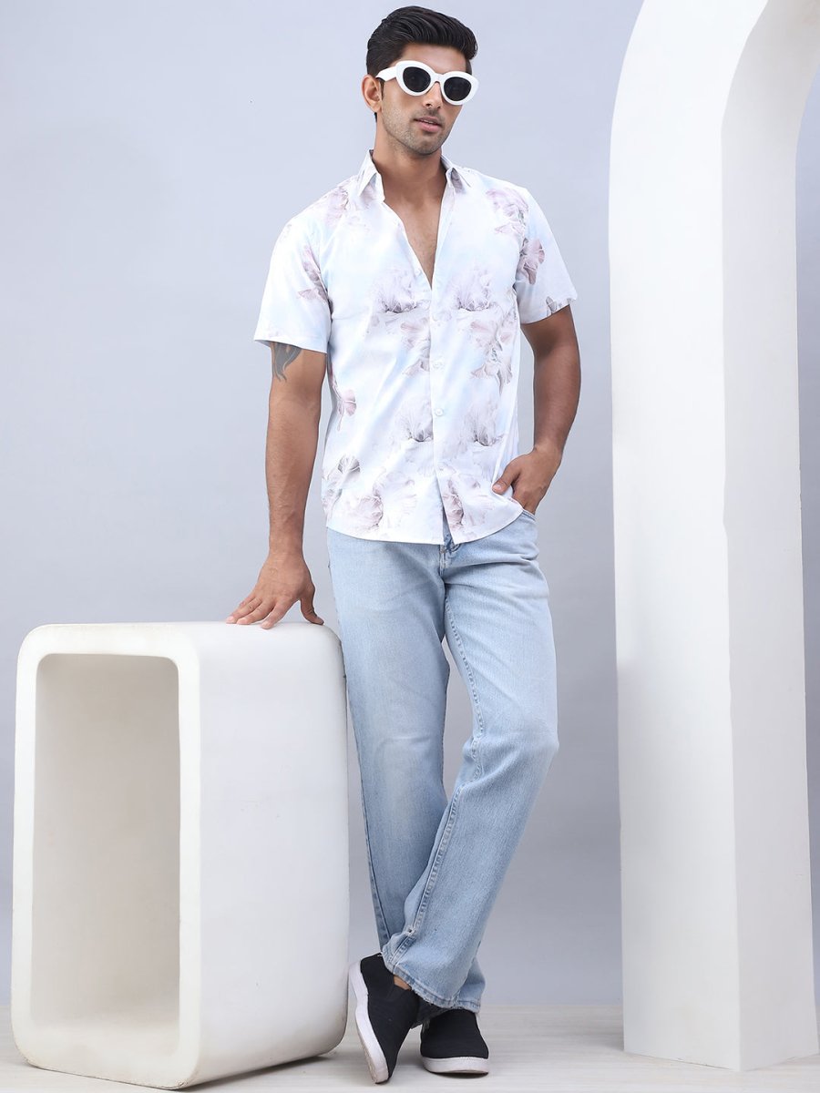 Printed Cotton Casual Shirt For Men - SF_973Blue_S