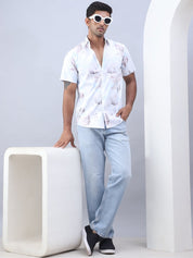 Printed Cotton Casual Shirt For Men - SF_973Blue_S