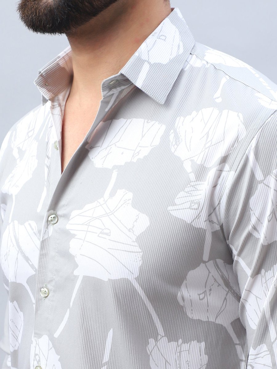 Printed Cotton Casual Shirt For Men - SF_976Grey_S
