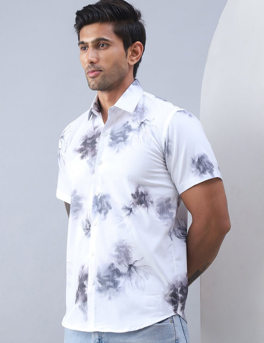 Printed Cotton Casual Shirt For Men - SF_973Grey_S