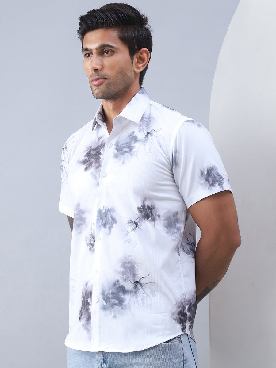 Printed Cotton Casual Shirt For Men - SF_973Grey_S