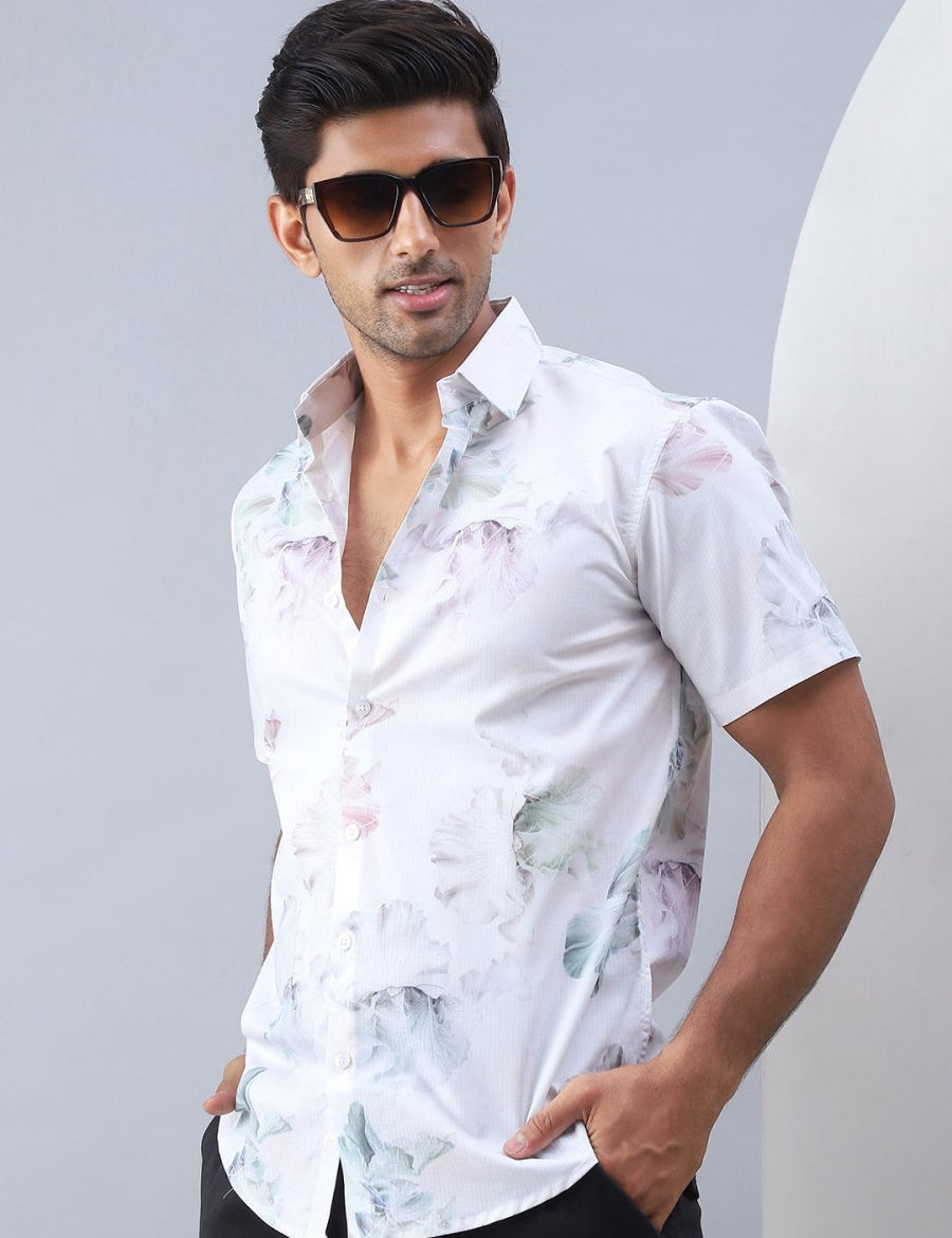 Printed Cotton Casual Shirt For Men - SF_973Green_S
