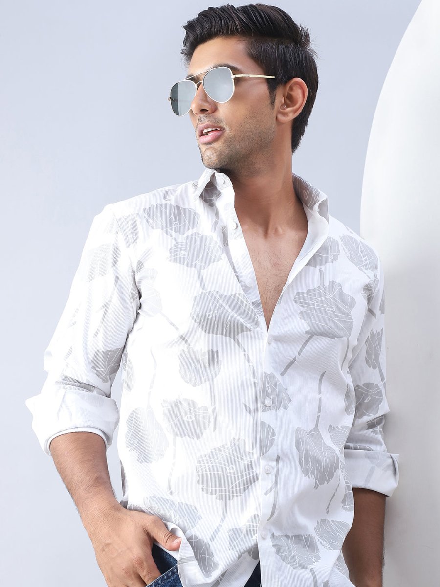Printed Cotton Casual Shirt For Men - SF_976Off-White_S