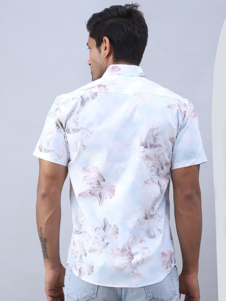 Printed Cotton Casual Shirt For Men - SF_973Blue_S