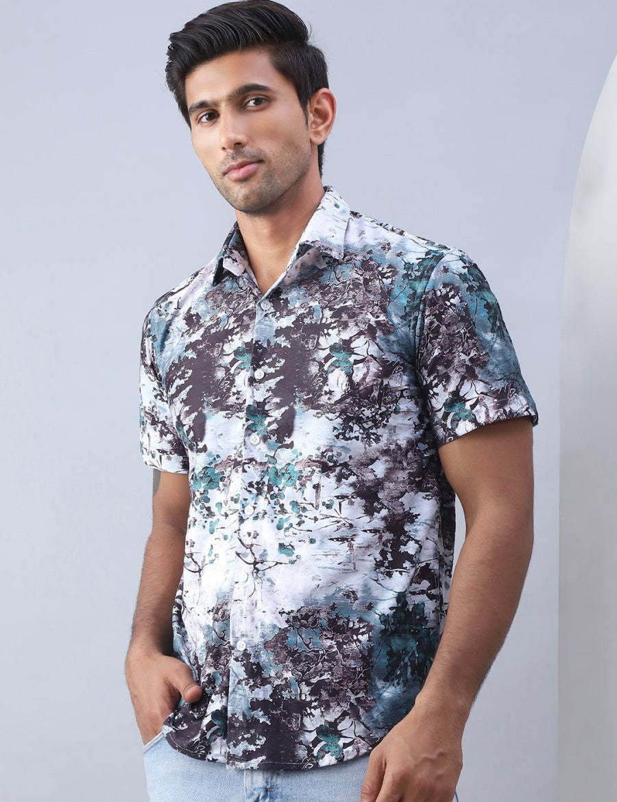 Printed Cotton Casual Shirt For Men - SF_974Green_S