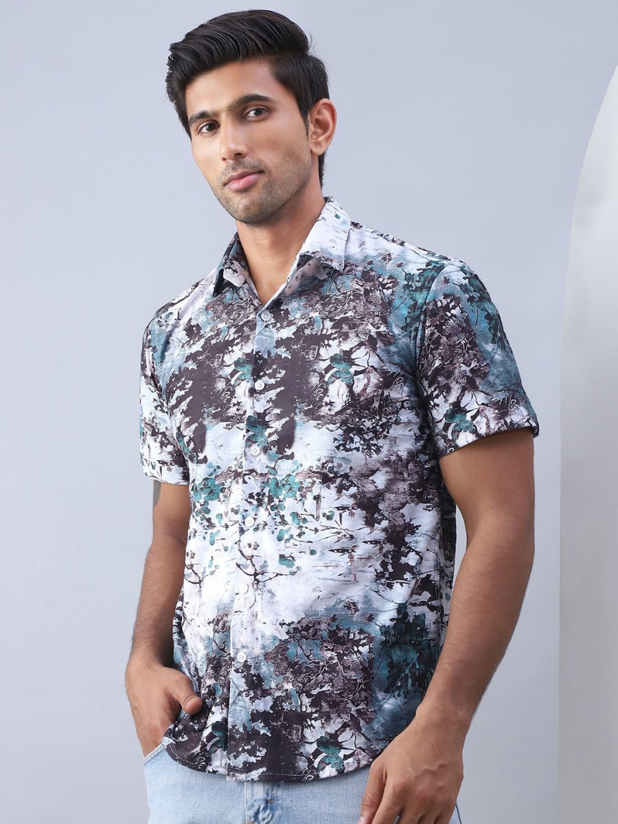 Printed Cotton Casual Shirt For Men - SF_974Green_S
