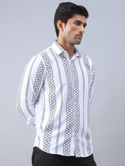 Printed Cotton Casual Shirt For Men - SF_975White_S