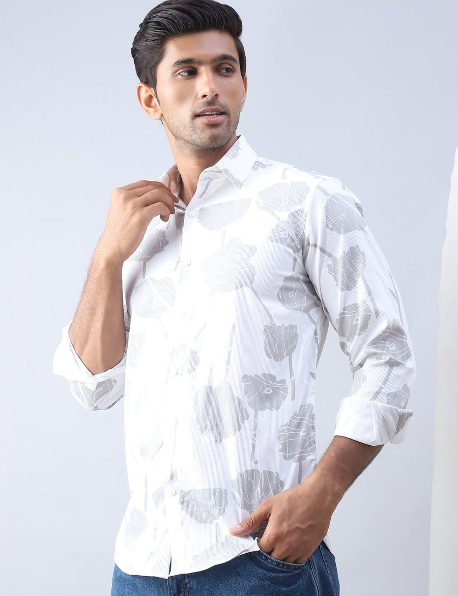 Printed Cotton Casual Shirt For Men - SF_976Off-White_S