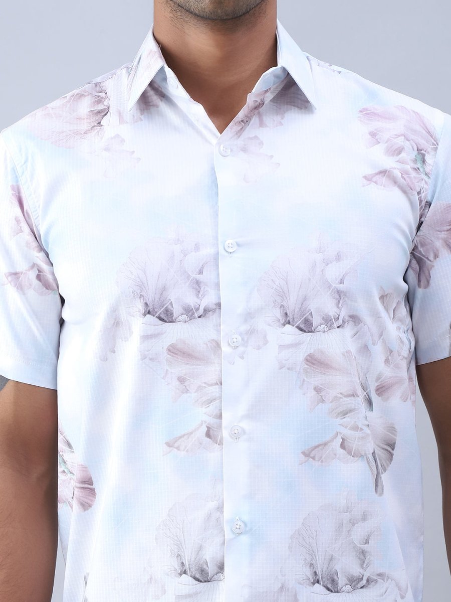 Printed Cotton Casual Shirt For Men - SF_973Blue_S