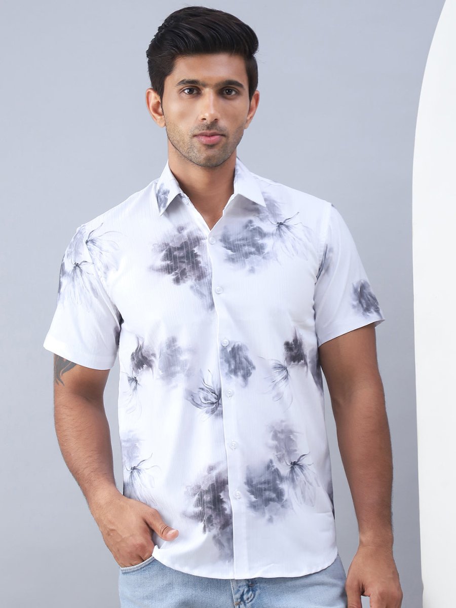 Printed Cotton Casual Shirt For Men - SF_973Grey_S