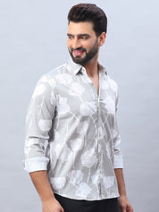 Printed Cotton Casual Shirt For Men - SF_976Grey_S