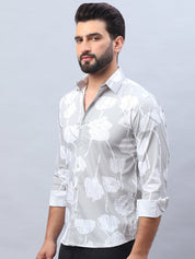 Printed Cotton Casual Shirt For Men - SF_976Grey_S