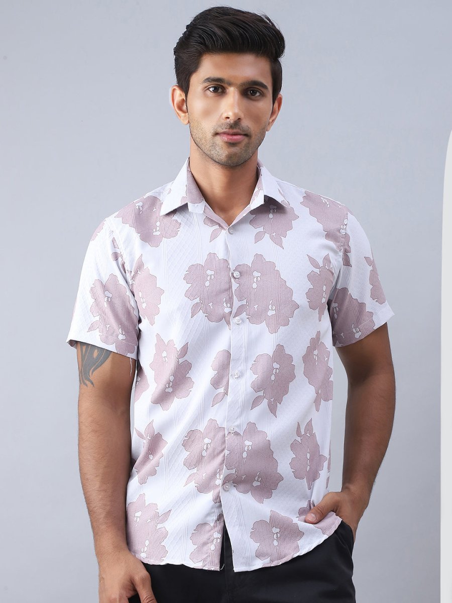 Printed Cotton Casual Shirt For Men - SF_977Magenta_S