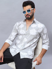 Printed Cotton Casual Shirt For Men - SF_976Grey_S
