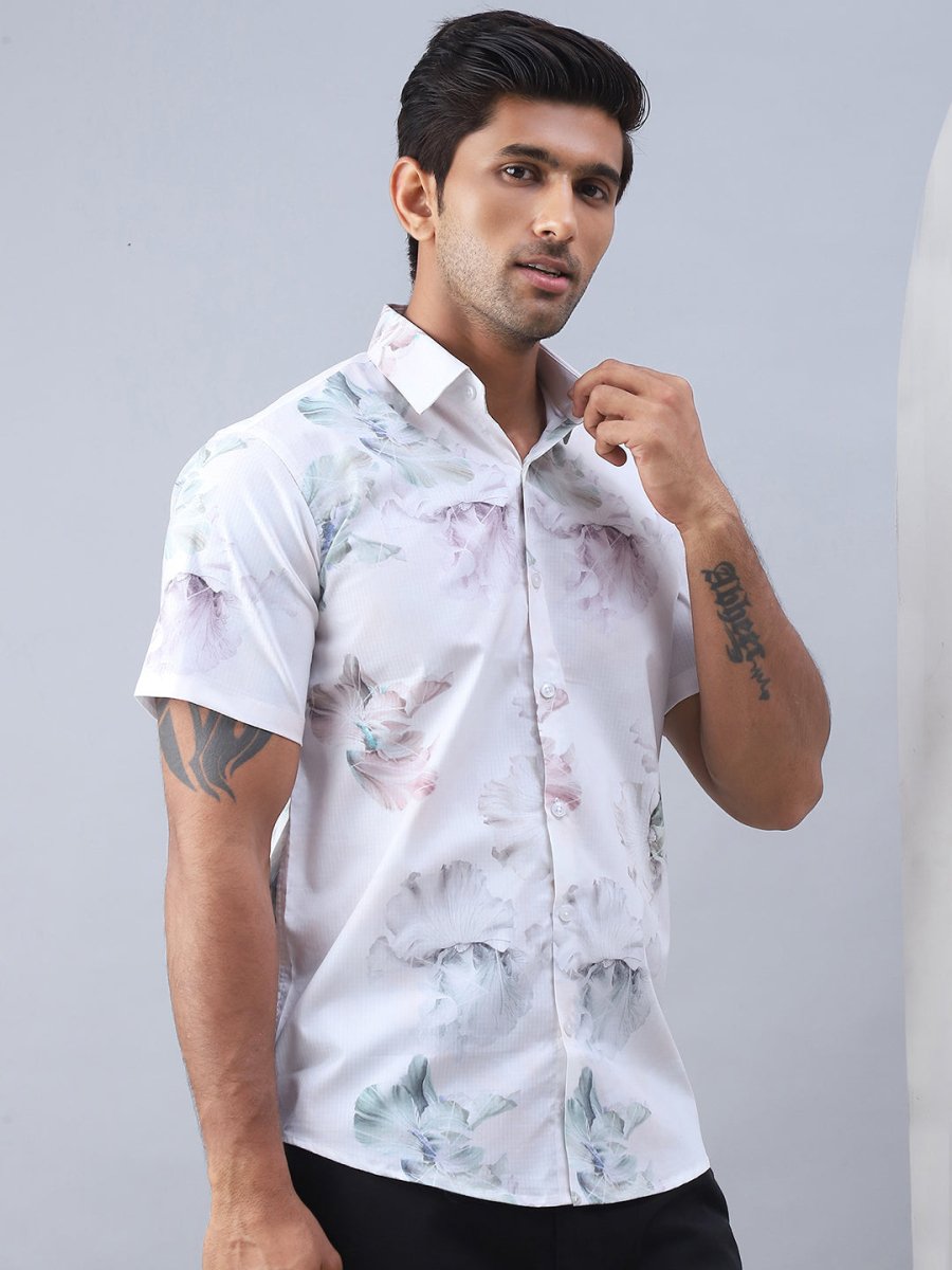 Printed Cotton Casual Shirt For Men - SF_973Green_S
