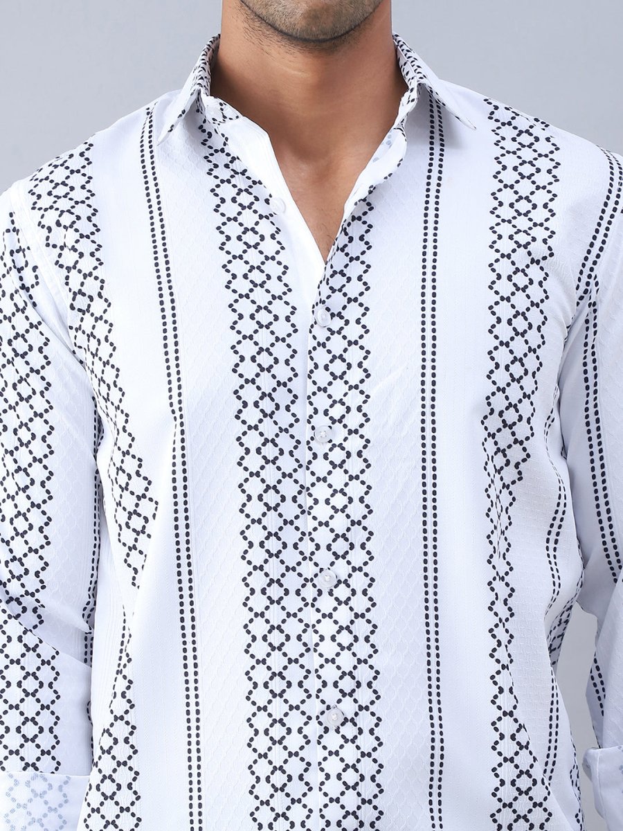 Printed Cotton Casual Shirt For Men - SF_975White_S