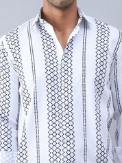 Printed Cotton Casual Shirt For Men - SF_975White_S