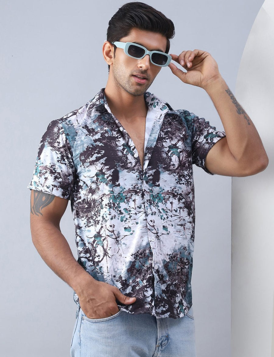 Printed Cotton Casual Shirt For Men - SF_974Green_S