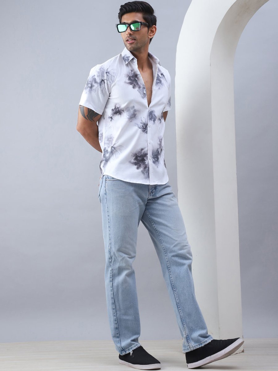 Printed Cotton Casual Shirt For Men - SF_973Grey_S