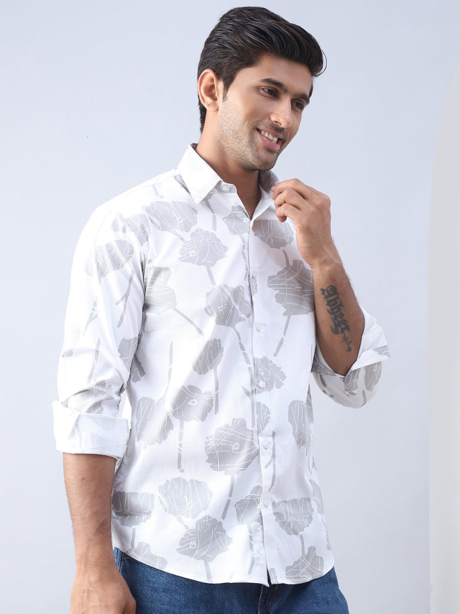 Printed Cotton Casual Shirt For Men - SF_976Off-White_S