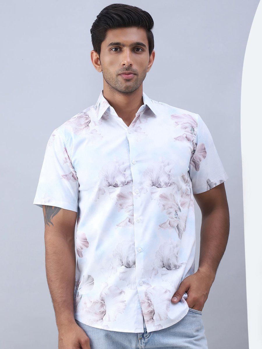 Printed Cotton Casual Shirt For Men - SF_973Blue_S