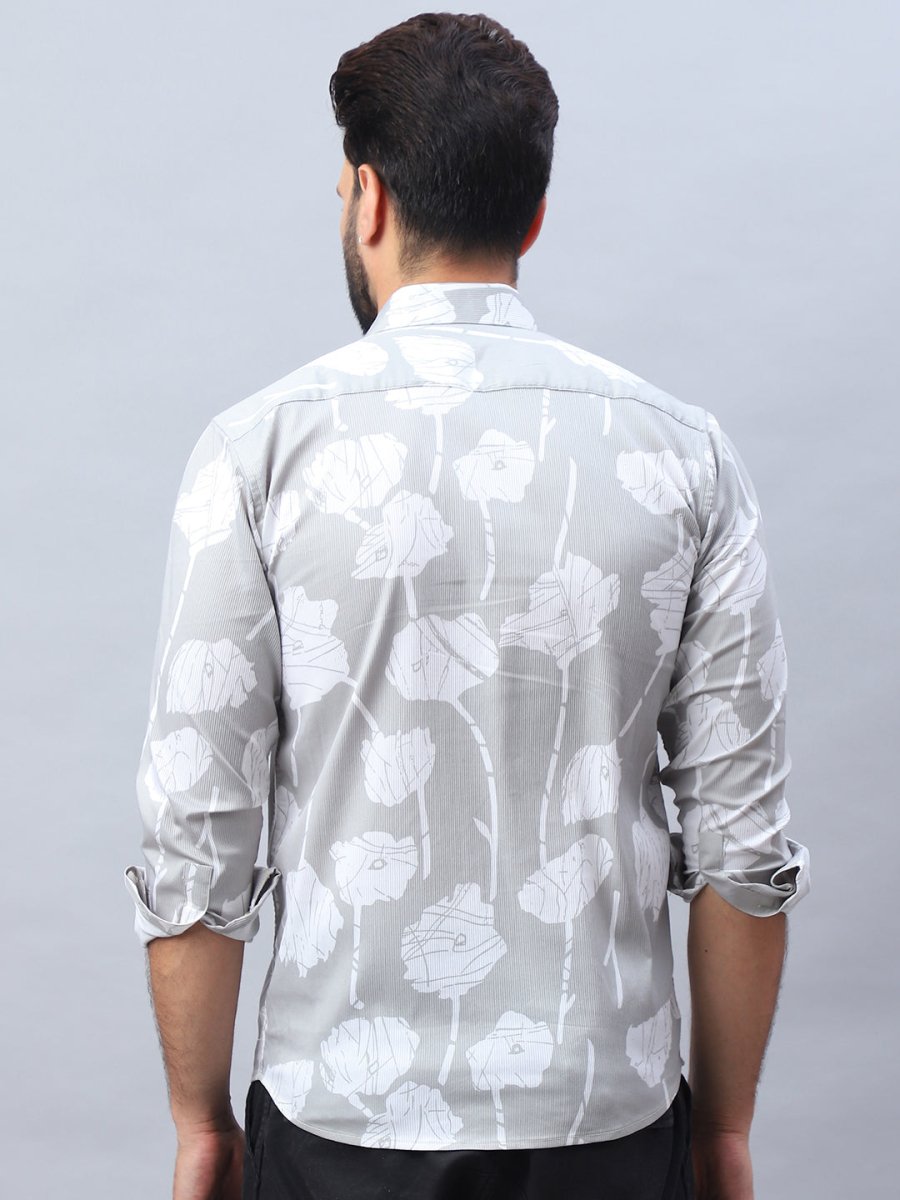 Printed Cotton Casual Shirt For Men - SF_976Grey_S