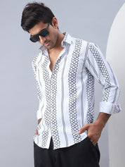 Printed Cotton Casual Shirt For Men - SF_975White_S