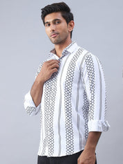 Printed Cotton Casual Shirt For Men - SF_975White_S