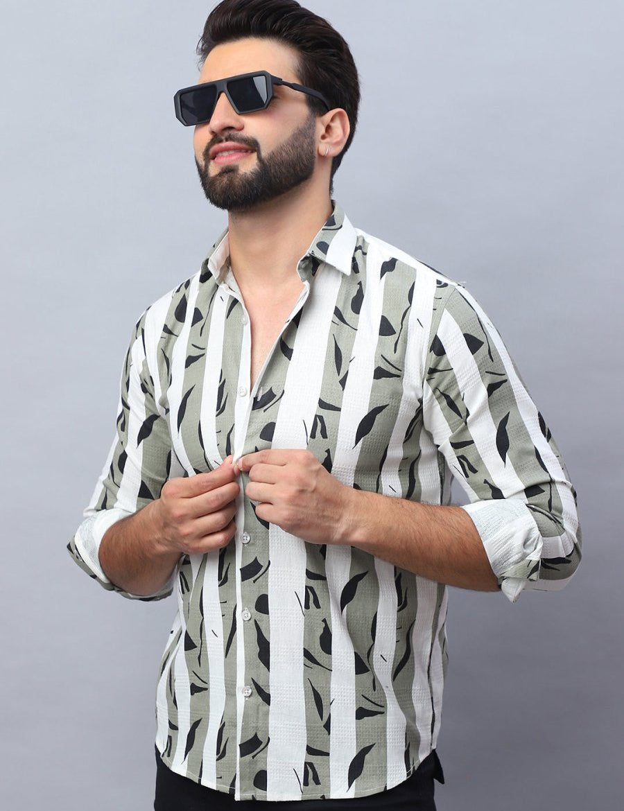 Printed Cotton Casual Shirt For Men - SF_986Pista_S