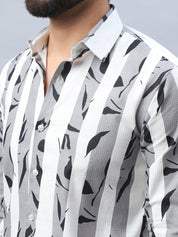 Printed Cotton Casual Shirt For Men - SF_986Grey_S